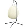 Cadeira em forma de ovo suspensa com suporte tecido/aço bege - Image 5