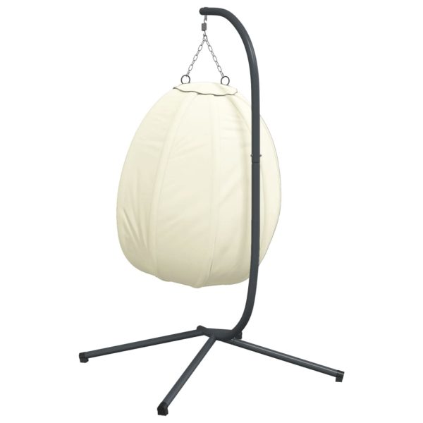 Cadeira em forma de ovo suspensa com suporte tecido/aço bege - Image 5