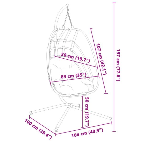 Cadeira forma de ovo suspensa com suporte aço antracite - Image 7