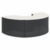 Apoio de pés para jardim com almofadão vime PE preto - Image 4