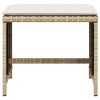 Bancos de jardim com almofadões 4 pcs 40x40x35 cm vime PE bege - Image 4