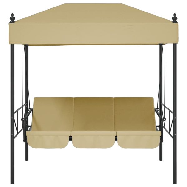 Banco baloiço para jardim com toldo aço areia - Image 4