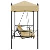 Banco baloiço para jardim com toldo aço areia - Image 5
