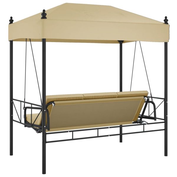 Banco baloiço para jardim com toldo aço areia - Image 6