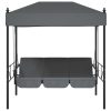Banco baloiço para jardim com toldo aço cinzento-escuro - Image 4