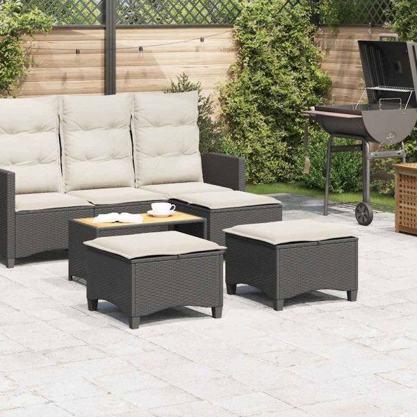 Bancos de jardim com almofadas 2 unid 55x55x36 cm vime PE preto - Image 2