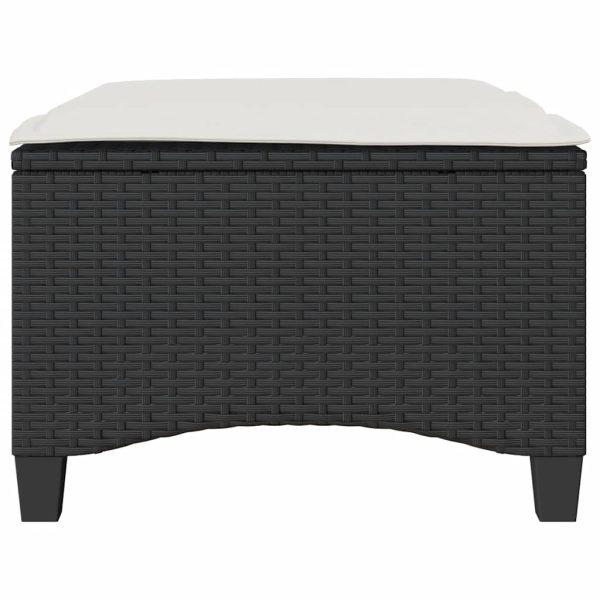 Bancos de jardim com almofadas 2 unid 55x55x36 cm vime PE preto - Image 3