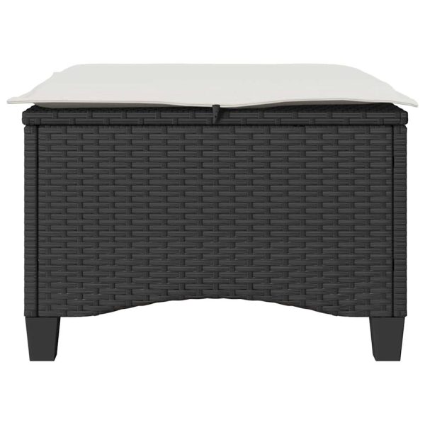 Bancos de jardim com almofadas 2 unid 55x55x36 cm vime PE preto - Image 4