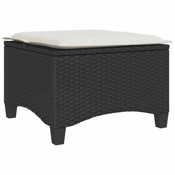 Bancos de jardim com almofadas 2 unid 55x55x36 cm vime PE preto - Image 5