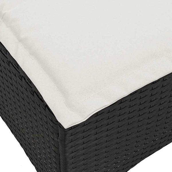 Bancos de jardim com almofadas 2 unid 55x55x36 cm vime PE preto - Image 6