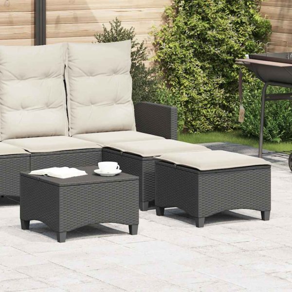 Bancos de jardim com almofadas 2 unid 55x55x36 cm vime PE preto