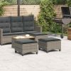 Bancos jardim com almofadas 2 unid 55x55x36 cm vime PE cinzento - Image 2