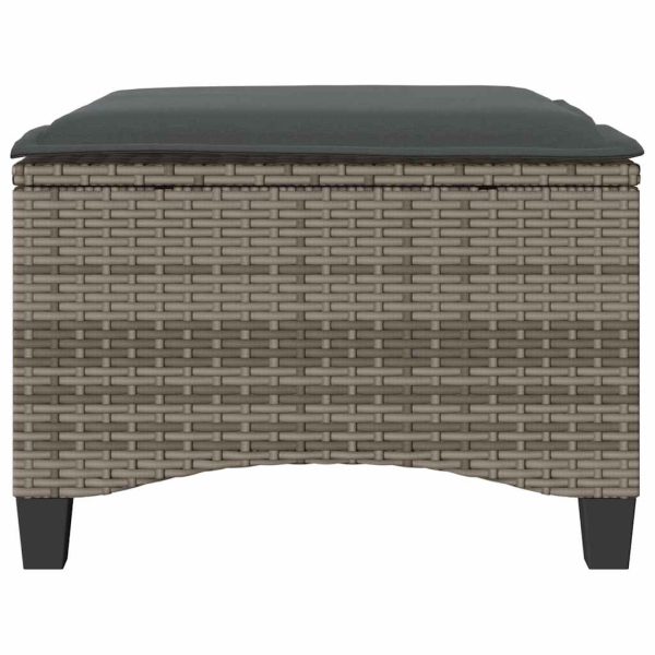 Bancos jardim com almofadas 2 unid 55x55x36 cm vime PE cinzento - Image 3