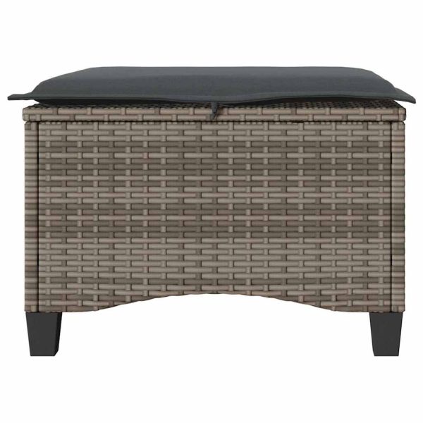 Bancos jardim com almofadas 2 unid 55x55x36 cm vime PE cinzento - Image 4