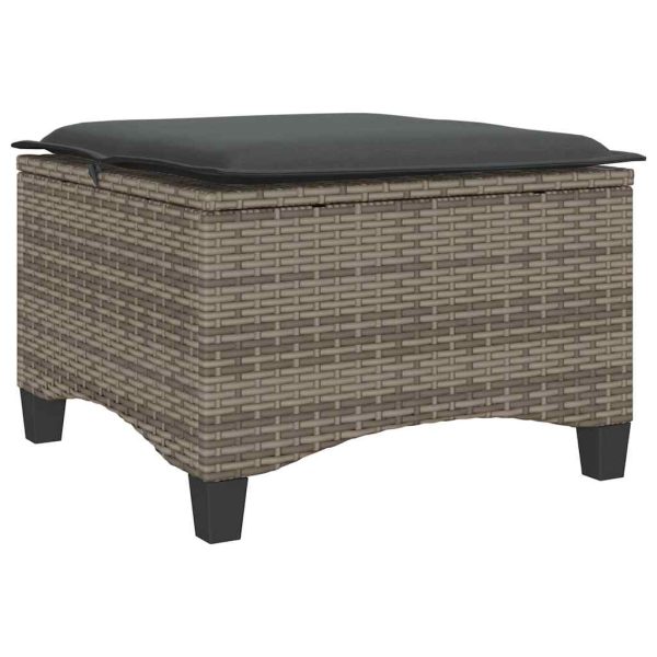 Bancos jardim com almofadas 2 unid 55x55x36 cm vime PE cinzento - Image 5