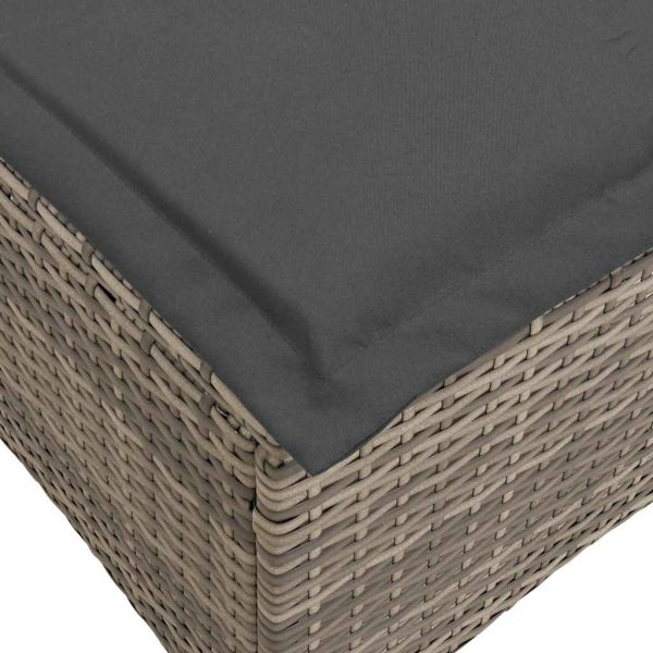 Bancos jardim com almofadas 2 unid 55x55x36 cm vime PE cinzento - Image 6