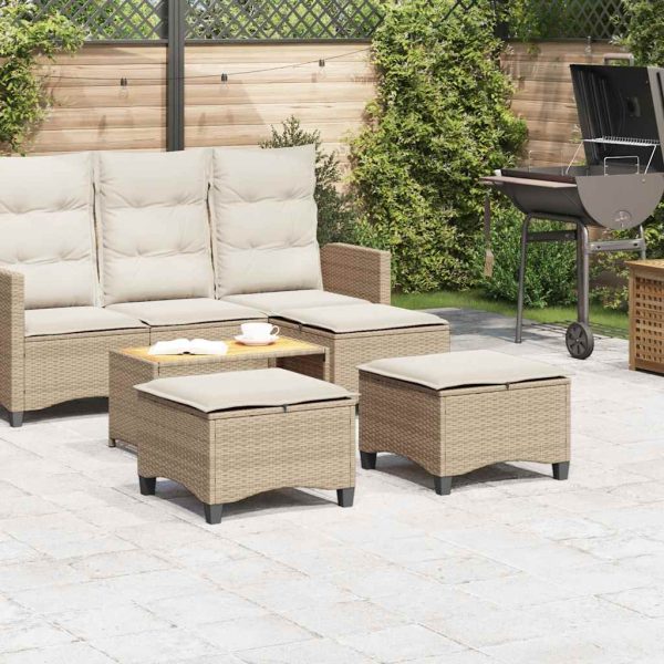 Bancos de jardim com almofadas 2 unid 55x55x36 cm vime PE bege - Image 2