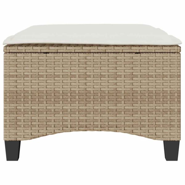 Bancos de jardim com almofadas 2 unid 55x55x36 cm vime PE bege - Image 3