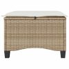 Bancos de jardim com almofadas 2 unid 55x55x36 cm vime PE bege - Image 4