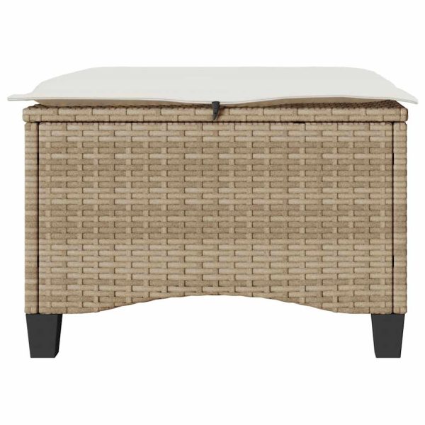 Bancos de jardim com almofadas 2 unid 55x55x36 cm vime PE bege - Image 4