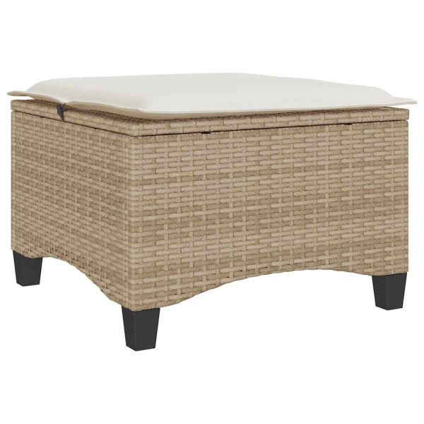 Bancos de jardim com almofadas 2 unid 55x55x36 cm vime PE bege - Image 5