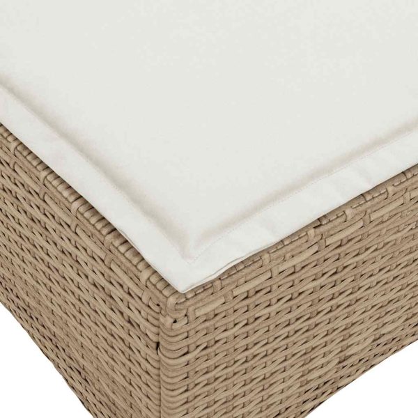 Bancos de jardim com almofadas 2 unid 55x55x36 cm vime PE bege - Image 6