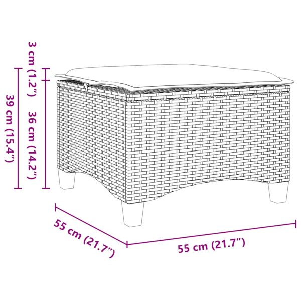 Bancos de jardim com almofadas 2 unid 55x55x36 cm vime PE bege - Image 7