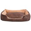 Cama p/ cães c/ almofada couro artificial PU tamanho M castanho - Image 3