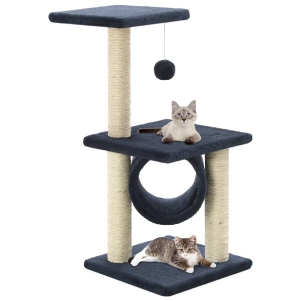 Árvore p/ gatos c/ postes arranhadores sisal 65 cm azul escuro