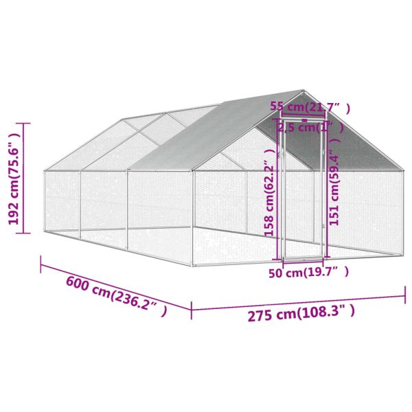 Galinheiro exterior em aço galvanizado 2,75x6x1,92 m - Image 6