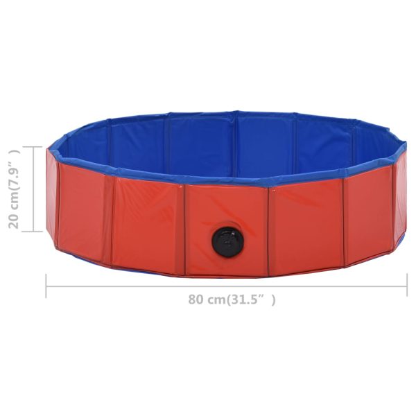 Piscina para cães dobrável 80x20 cm PVC vermelho - Image 9