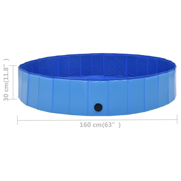 Piscina para cães dobrável 160x30 cm PVC azul - Image 8