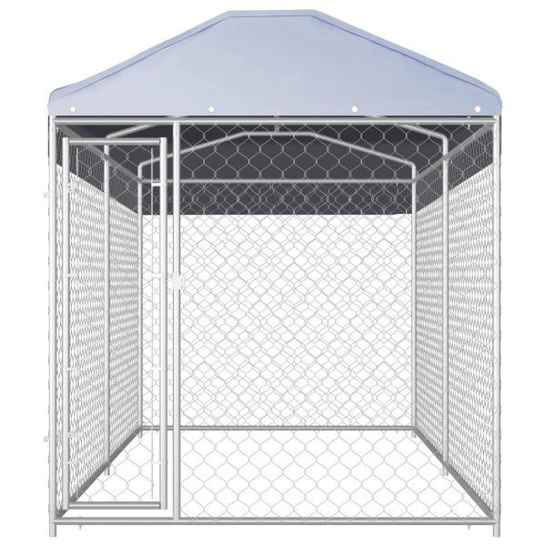 Canil de exterior com toldo 382x192x225 cm - Image 2