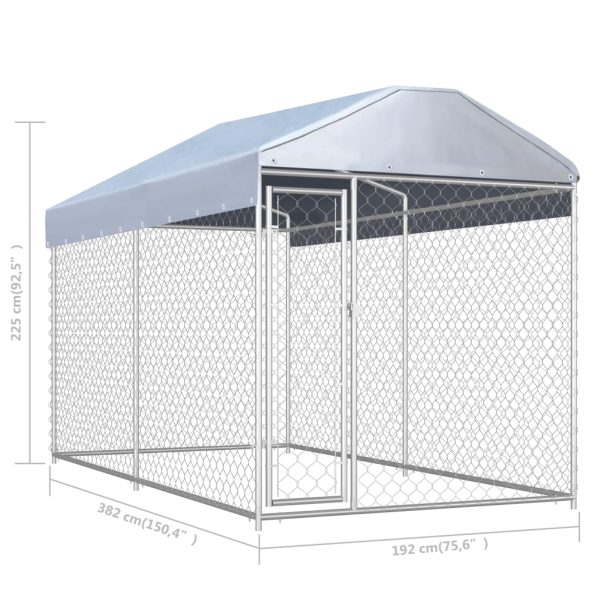 Canil de exterior com toldo 382x192x225 cm - Image 4