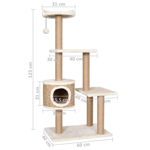 Árvore para gatos c/ postes arranhadores 123 cm erva marinha - Image 8