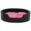Ninho p/ cães 99x89x21 cm pelúcia/couro artificial preto e rosa - Image 3