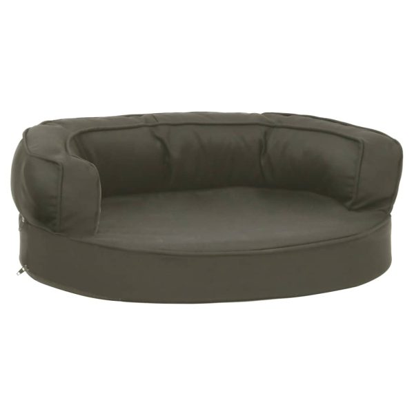 Cama para cães ergonómica 60x42cm aspeto linho cinzento-escuro - Image 2