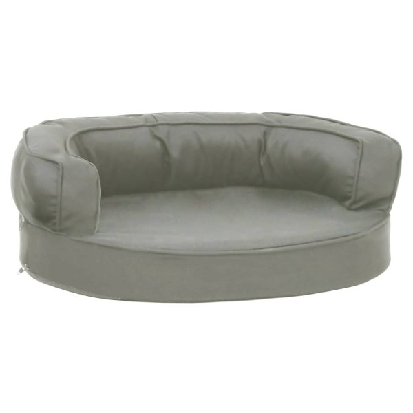 Cama para cães ergonómica 60x42 cm aspeto linho cinzento - Image 2