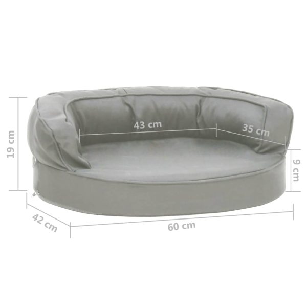 Cama para cães ergonómica 60x42 cm aspeto linho cinzento - Image 7