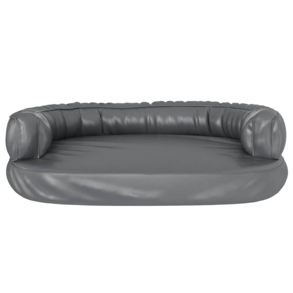 Cama p/ cães espuma ergonómico 75x53 cm couro artificial cinza - Image 4