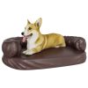 Cama p/ cães espuma ergonómico 88x65 cm couro artific. castanho - Image 3