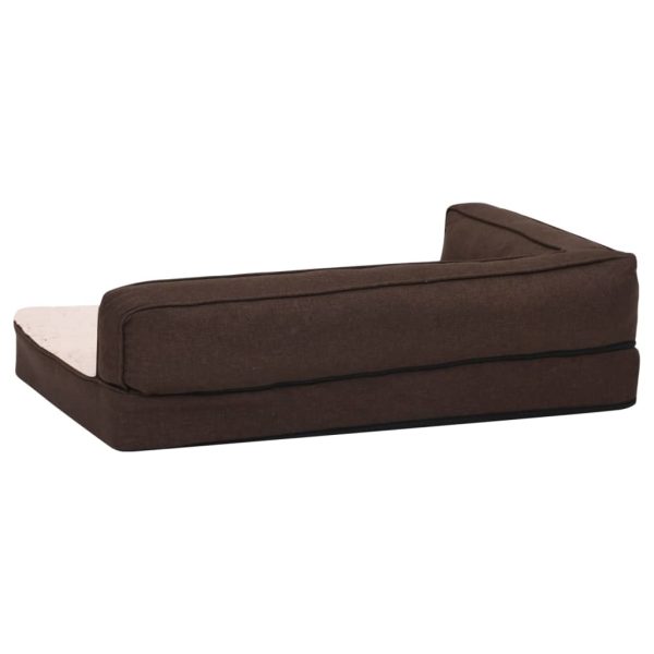 Cama para cães ergonómica 60x42cm aspeto linho pelúcia castanho - Image 5