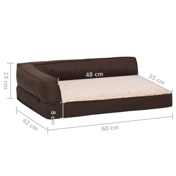 Cama para cães ergonómica 60x42cm aspeto linho pelúcia castanho - Image 8