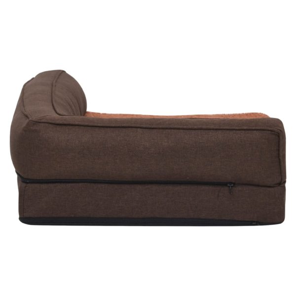 Cama para cães ergonómica 60x42cm aspeto linho pelúcia castanho - Image 4