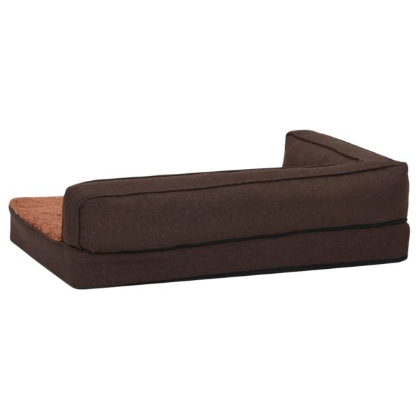 Cama para cães ergonómica 60x42cm aspeto linho pelúcia castanho - Image 5