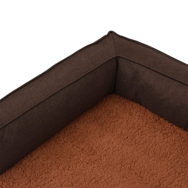 Cama para cães ergonómica 60x42cm aspeto linho pelúcia castanho - Image 6