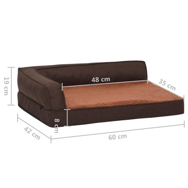 Cama para cães ergonómica 60x42cm aspeto linho pelúcia castanho - Image 8