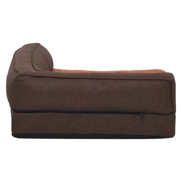 Cama para cães ergonómica 75x53cm aspeto linho pelúcia castanho - Image 4