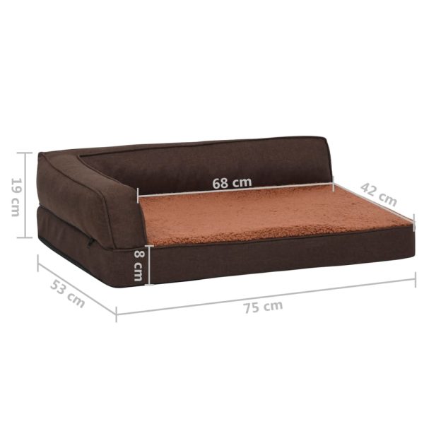 Cama para cães ergonómica 75x53cm aspeto linho pelúcia castanho - Image 8