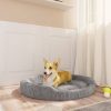 Cama para cães 90x70x23 cm pelúcia cinzento